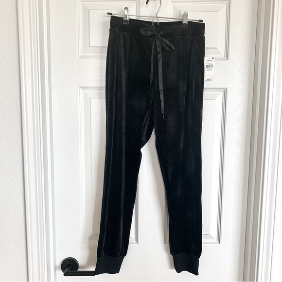 🖤 Sanctuary Black Velvet Heartbreaker Tie-Waist Jogger Pants Track Pants - Picture 4 of 9